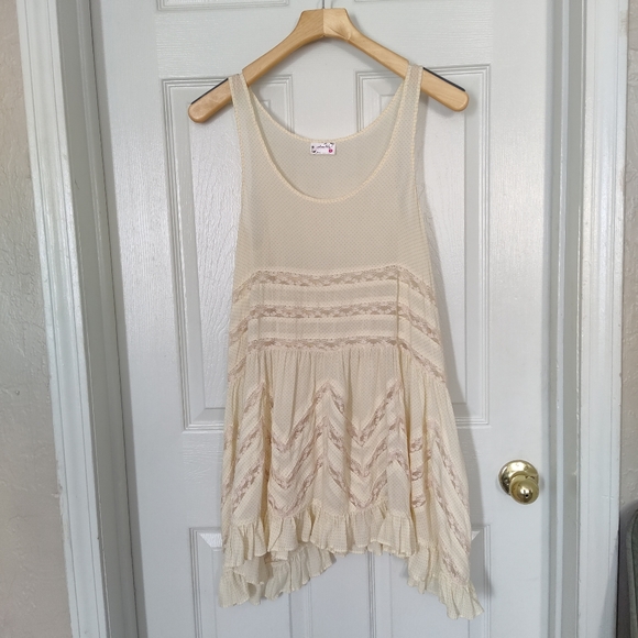 NWOT Free People Viole and Lace Trapeze Slip in Tea - XS